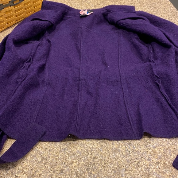 Sandro Petite Wool Purple Belted Jacket Medium - Picture 11 of 17